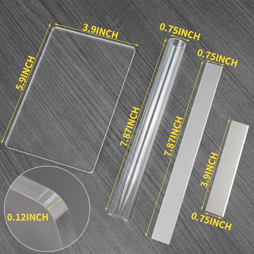 4 Piece Polymer Clay Tools Acrylic Clay Roller Clear Acrylic Rectangular Shape Platen Carbon Steel Blade for DIY Shaping Modelling Sculpting Tools