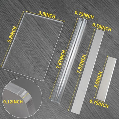 4 Piece Polymer Clay Tools Acrylic Clay Roller Clear Acrylic Rectangular Shape Platen Carbon Steel Blade for DIY Shaping Modelling Sculpting Tools
