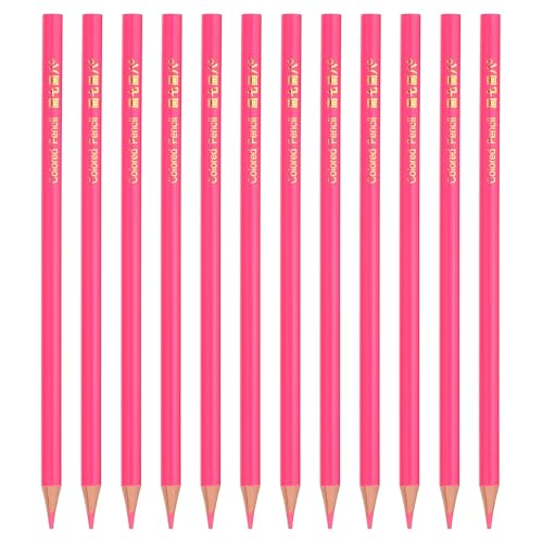 PATIKIL Pink Colored Pencils Set,12 Pcs Oil Color Pencils Wooden Coloring Drawing Pencil for Artists Art Painting - color: Pink