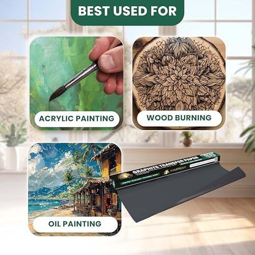 MyArtscape Graphite Transfer Paper Roll 17" x 30ft – Black Carbon Wax Paper for Precise Drawing & Tracing - size: 17" x 30ft