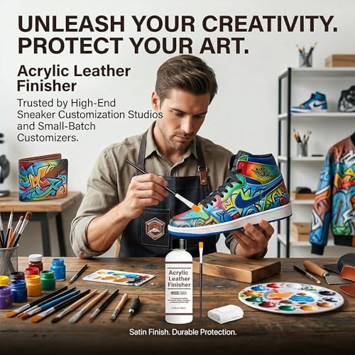 Matte 5-Coat Acrylic Leather Finisher – Clear Flexible Coat for Leather Shoes Protection (Anti-Wear & Anti-Oxidation), Matte Finish for Bags, Jackets & Leather Craft Restoration, 4.23 oz