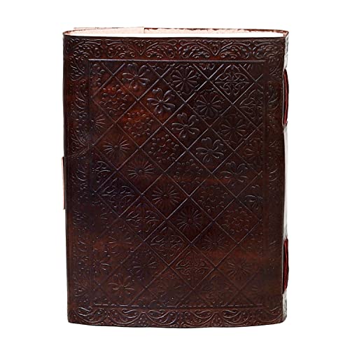 AzureGreen DOUBLE DRAGON Blank Page BOOK Handcrafted Leather Writing Unlined 5 x 7 JOURNAL (Brown With Claps) - color: Brown With Claps