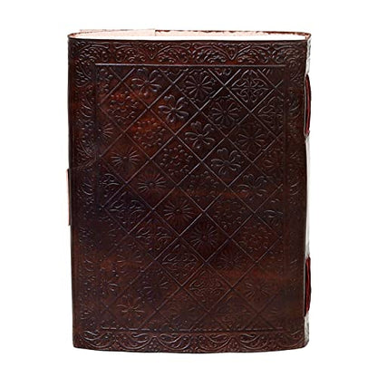 AzureGreen DOUBLE DRAGON Blank Page BOOK Handcrafted Leather Writing Unlined 5 x 7 JOURNAL (Brown With Claps) - color: Brown With Claps