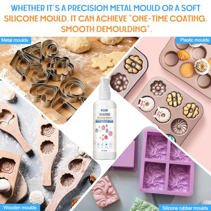 JAOJAO Silicone Release Spray, Epoxy Release Spray | Fast Drying, Non-Stick Release, Extends Mould Life, Easy to Clean, Widely Compatible for Rubber, Concrete, Soap Moulds