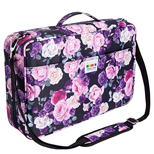 YOUSHARES 480 Slots Colored Pencil Case - Big Capacity Pen Case Organizer with Multilayer Holder large Colored Pencil Case (Purple Pink Rose) - color: Purple Pink Rose