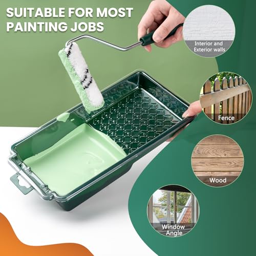 60 Pack 4 Inch Microfiber Paint Roller Covers with 2pcs Anti Rust Metal Roller Frames, Professional Grade Painting Tools for Walls, Ceilings, Furniture - color: 4 inch paint roller 60 pack