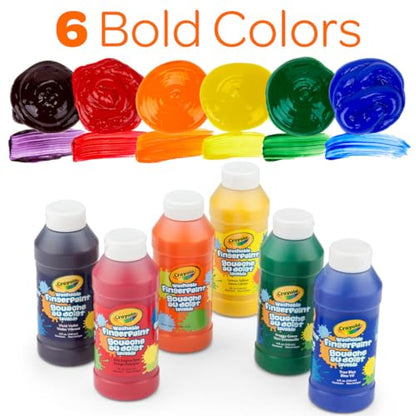 Crayola Washable Finger Paints (6ct), Teacher Classroom Must Haves, Toddler Paint Set, Nontoxic Finger Paint for Kids, Arts & Crafts Supplies for Toddlers [Amazon Exclusive]