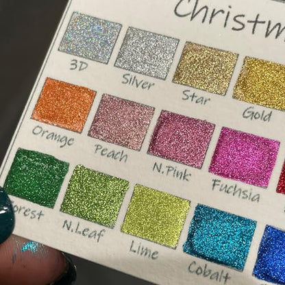 IUILE Handmade Watercolor Paints - Christmas Quarter Pan Set (21 colors) - color: Christmas