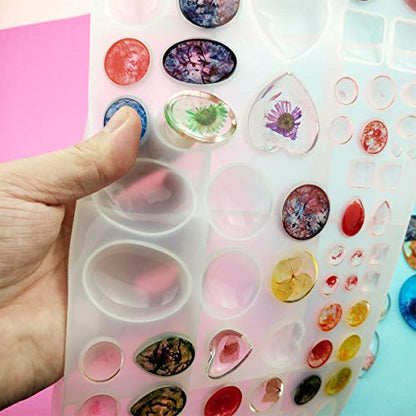 yuntop Jewelry Casting Molds,Gem Jewelry Silicone Casting Mold, for Resin Epoxy DIY Crafting, Earring, Pendant, Studs Jewelry Making (Large) - size: large