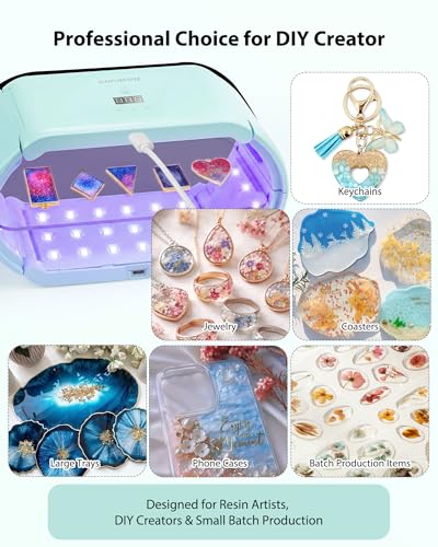 Resiners UV Light for Resin, Fast Even Curing Lamp with 360° UV Coverage, 48 LEDs Magnetic 2-in-1 Split Design, 1/3/5/10 min Timer, UV Light for Resin Curing, Jewelry, Trays & DIY Crafts