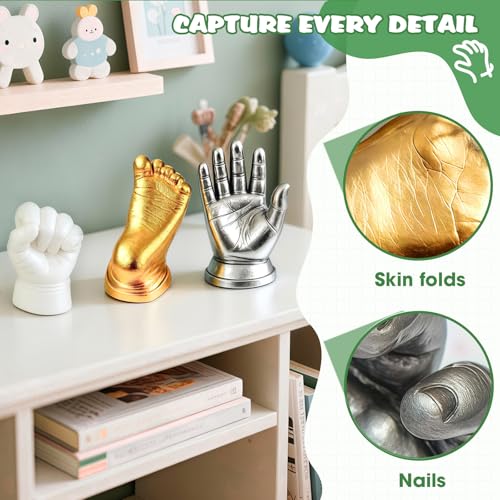 Noosuna Baby Hand and Foot Casting Kit (4 Pack), 3D Moulding Gift Set, Multiple Accessories, Baby Casting Kit for Babies 0–9 Months Old, Baby Shower, New Mom Gift, Newborn Keepsake