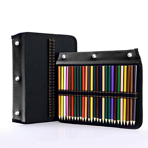YOUSHARES 54 Slots Pencil Sleeve - Standard 3 Ring Binder Designed Pencil Page Compatible with 216 Slots Pencil Case for Watercolor Pencil, Gel Pen & Cosmetic Brush (Black) - color: Layer Black