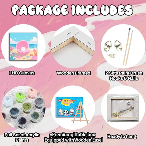WEMEON Pearl Paint by Numbers Kit for Kids with Frame and Easel, Easy Paint by Numbers Kits for Kids Ages 4-6, Small Painting by Number for Birthday Gift, Painting Party(10X10inch) - color: DMBK-0008-US(10X10inch)