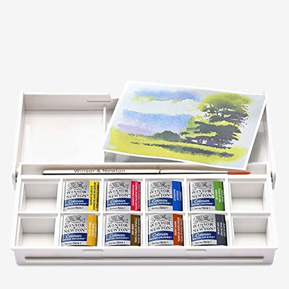 Winsor & Newton Cotman Watercolor Paint Set, 8 Half Pan, Landscape Colors w/ Brush - style: 8 Half Pan Landscape Colors