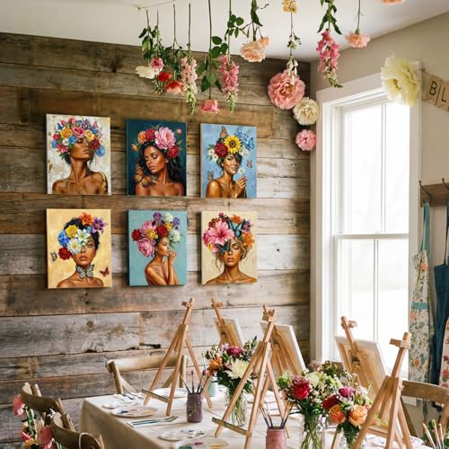 Sherr 24 Pcs Pre Drawn Canvas for Painting Adult Pre Printed Canvas Bulk Sip and Paint Kit Stretched Panels Paint Set for Theme Valentine Painting Night Party Favor (Flower Maiden,8 x 10 Inch) - size: 8 x 10 Inch, style: Flower Maiden
