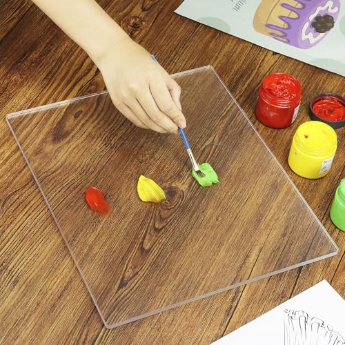 QWORK 12 x 14 Inch Gel Printing Plate 1/4 Thick Reusable Monoprinting Plate for Scrapbooking & Art Journaling – Clear Press Plate for Acrylic Paint, Fabric & Card Making Projects