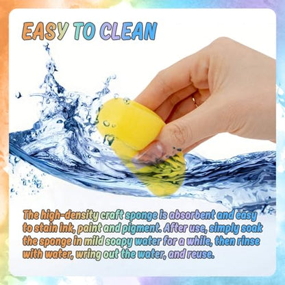 Sukh 16PCS Round Painting Sponges - Pottery Clay Sponge Set for Watercolor Acrylic Art, Ceramic Craft Tools, Studio Classroom Use