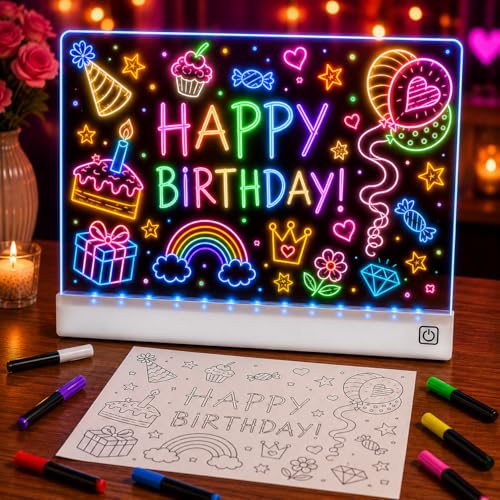 Upgraded 16 Inches LED Drawing Board – Rechargeable, 8 Colors, 11 Light Modes, Adjustable Brightness – Acrylic Light Board for Tracing with Stand, Markers and Full Kit – Birthday Gift Set (White) - color: Pearl White