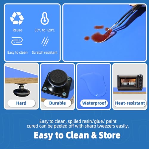 Resin Leveling Table for Epoxy - 16''x 12'' Resin Leveling Board Nonstick Surface, Adjustable Height & Angle Feet, Multipurpose No Installation Required Board for Crafting & Art - size: Large