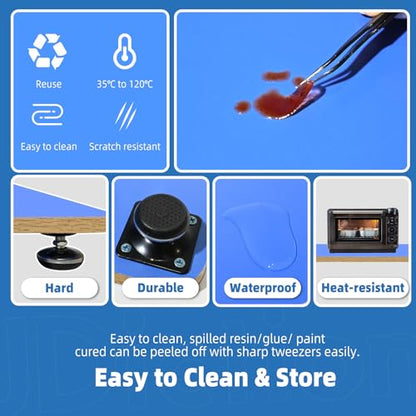 Resin Leveling Table for Epoxy - 16''x 12'' Resin Leveling Board Nonstick Surface, Adjustable Height & Angle Feet, Multipurpose No Installation Required Board for Crafting & Art - size: Large