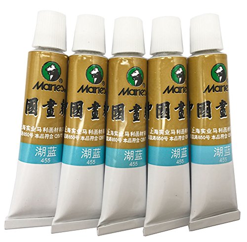 Easyou Marie's Big Size Chinese Painting Color Tubes Watercolor Drawing 12ml*5pcs No. 455 Cerulean Blue - color: Color: No. 455 Cerulean Blue