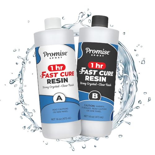 Promise Epoxy Fast Cure Resin 32 Oz, UV-Resistant with 1-Hour Demold Time | Crystal Clear UV-Resistant, Self-Leveling, Fast Demold Time for Jewelry Making, Crafts, Coatings, Use with Mica Powder & Dyes - size: 32 Oz