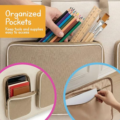 7 Days of Play Large Art Portfolio Bag with Padded Protection – 30"×21.5" Water-Resistant Storage & Travel Bag for Canvases, Posters, Cutting Mats, Teaching Materials, Multiple Pockets