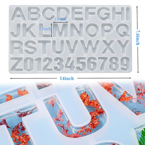 Anlan-angel Letters Numbers Silicone Molds for Resin, Alphabet Molds Kit, 0-9 Number and 26 Letters Molds with Keychain Making Supplies for Resin Casting,DIY Letter Keychain, Jewelry Making - color: Positive Letter Mold
