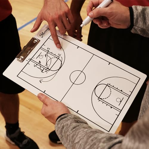 Murray Sporting Goods Dry Erase Coaches Clipboard | Double-Sided Dry Erase White Board - style: Basketball