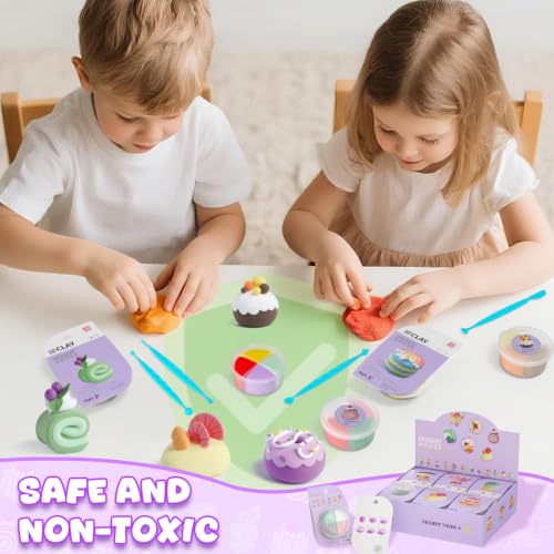 LOUFOR Air Dry Clay Kits - Modeling Clay for Kids, Ultra Light & Soft, Safe & Non-Toxic, 12 Boxes DIY Model Magic Clay with Sculpting Tools & Tutorials, Creatible Art Crafts Toys Gifts Boys Girls - color: #02-Dessert House