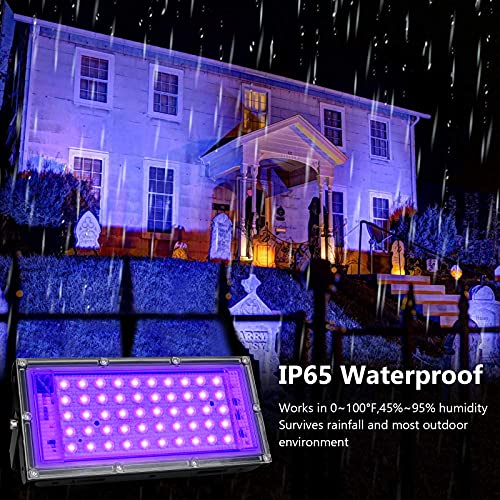 2 Pack 50W Black Lights, Blacklight Flood Light with Plug and Switch,for Glow Party, Halloween, Fluorescent Poster, Body Paint - size: 50W*2