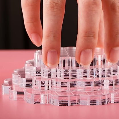 Briartw 7 Pieces Acrylic Stamp Block Clear Stamping Tools Set with Grid Lines for Scrapbooking Crafts Card Making,Clear Acrylic Stamp Block Kit with Grid Lines,Rounded Edge,Thickness 8mm - color: 7 Pcs Flower Shape