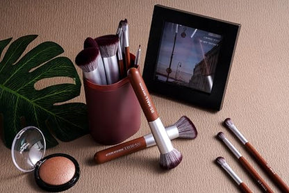 BS-MALL Makeup Brush Set 14 Pcs With Case - Foundation Brush, Concealer Brush, Blush Brush & Flawless Application – Complete Luxury Cosmetic Brush Kit For Travel & Daily Use (Brown) - color: Brown