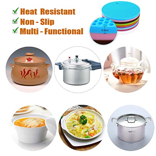 Extra Thick Silicone Trivets Pot Holder and Oven Mitts, Heat Resistant Trivets for Hot Dishes,Nonslip Insulation Honeycomb Rubber Hot Pads for Countertop,Multi-Purpose Flexible Mats,Set of 5 Coffee - color: Coffee
