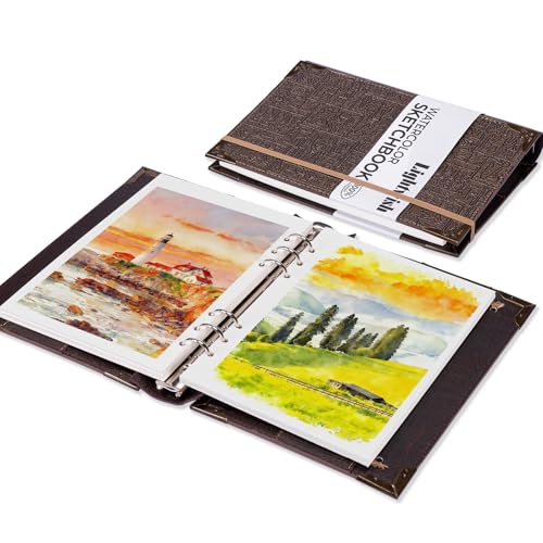Lightwish Watercolor Sketchbook,100% Cotton Acid Free Watercolor Journal,600gsm Cold Press Watercolor Paper for Artists,Adults,Students,12 Sheets,5.8 * 8.2 Inches Paper - color: Gold