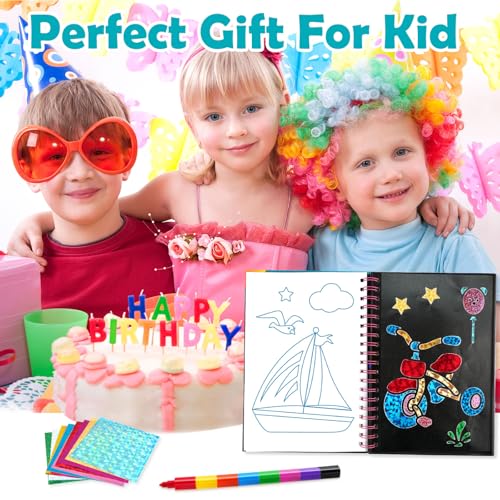FUNNYB&G Foil Art Craft Kit for Boys 4-10 Years Old: Mess-Free & No-Glue, Create 16 Sparkly Vehicle Pictures – Perfect Travel Toy & Birthday Gift for Kids (Vehicle) - style: Vehicle
