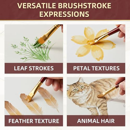 Falling in Art Artist Paint Brush Set, 10 Pcs Special Effect Paint Brushes, Multi-Liner Soft and Resilient Brushes for Watercolor, Acrylic, and Oil Painting