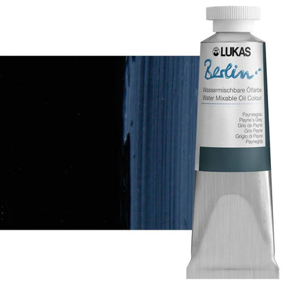Lukas Berlin Pro Artists Water Mixable Oil Paint 37 ml Tube Paynes Grey, Water Soluble, Lightfast Pigments, Quick Drying, Easy Clean-Up, Eco-Friendly, Professional Quality, 40 Color Range - color: Paynes Grey, size: 1.25 Fl Oz (Pack of 1)