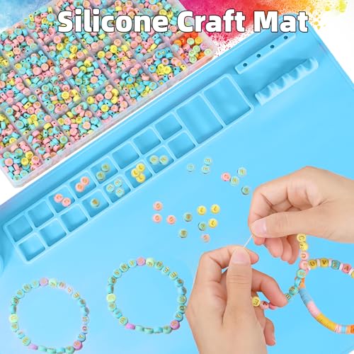 Silicone Painting Mat, 20"X16" Craft Mat,Large Art Mat with Built in Cup and Paintbrush Holder, Nonslip Clay Mats, Color Dividers Silicone Mats for Painting, Table, Resin and DIY Blue - color: Blue