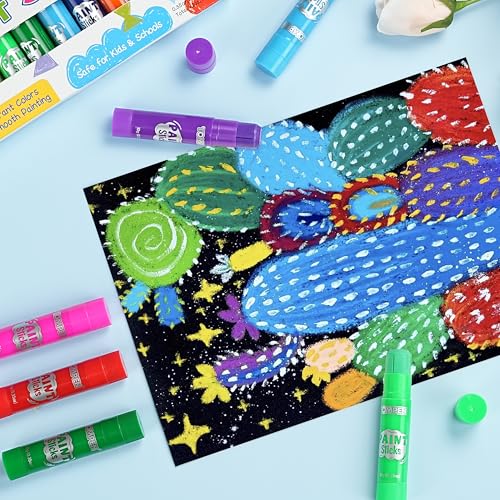 Tempera Paint Sticks for Kids & Artists,144 Pack 12 Vibrant Color,Non-Toxic,Quick Drying,Classic Rainbow Colors,Washable Solid Paint Crayons,Ideal for School Classroom Art Projects & DIY Crafts