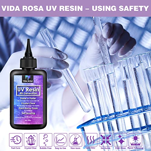 VidaRosa Quick Cure UV Resin Kit with Light - High Gloss, Transparent Casting and Doming for DIY Jewelry, Coatings, and Crafts - size: UV Resin kit with light