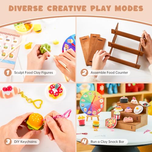 Shuttle Art Air Dry Clay for Kids - Food Store, 21 PCS Modeling Clay Kit with Sculpting Tools and Tutorials, Safe & Non-Sticky, Craft Gifts for Boys & Girls - style: Food Store