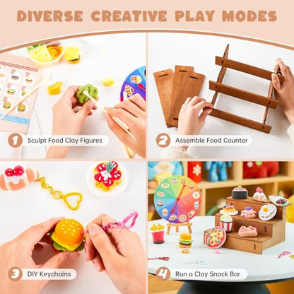 Shuttle Art Air Dry Clay for Kids - Food Store, 21 PCS Modeling Clay Kit with Sculpting Tools and Tutorials, Safe & Non-Sticky, Craft Gifts for Boys & Girls - style: Food Store