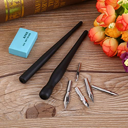 Dip Pen Set With 2 Manga Pen Nib Holder and 5 Dip Pen Nibs, Cartoon Comic Dip Pen Set, Drawing Comic Pen Nib With Drawing Eraser