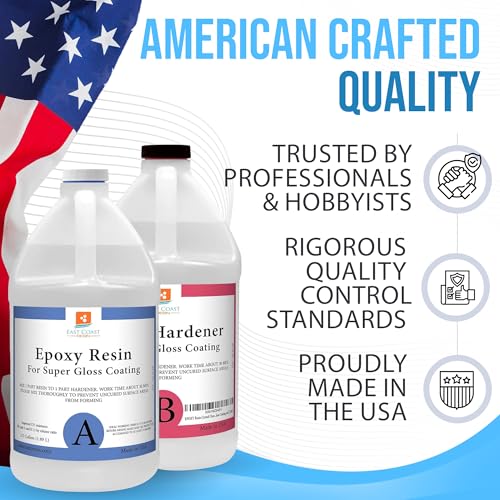 Epoxy Resin 16 oz Kit | 1:1 Crystal Clear Resin and Hardener for Super Gloss Coating | For Bars, Tabletop, Art, Jewelry, Casting Molds | Safe for Use on Wood, Metal, Stone, Plastic, Marine Sealer