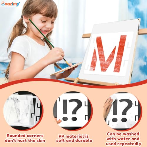 8 Inch 42 Pcs Reusable Letter Number Symbol Stencils, Plastic Painting Templates for Wood Wall Fabric Rock Chalkboard Signage School Door Porch DIY Art Craft Decoration Projects - size: 8 inch（White）