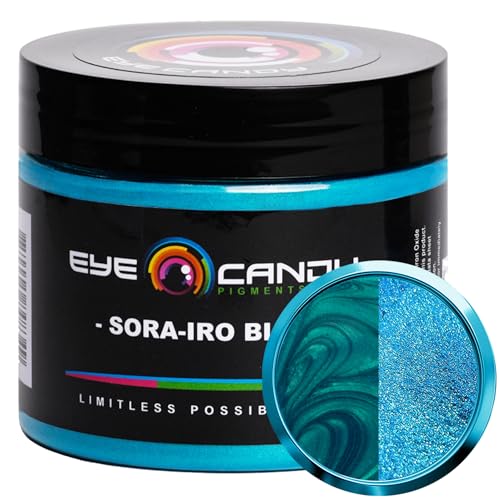 Eye Candy Pigments Premium Blue Mica Powder - Sora-IRO Blue (50gr) - for Epoxy, Resin, Soap, Paint, Woodworking, Acrylic Pouring, Bath Bombs, Fishing Lures - DIY Arts and Crafts Additive - color: Sora-Iro Blue