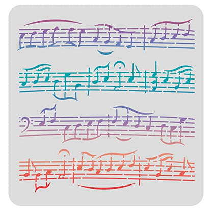 FINGERINSPIRE Music Stencils Template 11.8x11.8 inch Plastic Music Notes Drawing Painting Stencils Sheet Music Square Reusable Stencils for Painting on Wood, Floor, Wall and Tile
