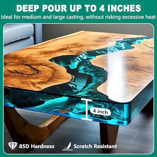 Teexpert Deep Pour Epoxy Resin, 3 Gallon Epoxy Resin Kit for 2-4" Pour Depths, Crystal Clear & High Gloss, Bubble-Free Casting Resin for River Tables, Flower Preservation and Mold Crafts - 2:1 Mix - size: 3 Gallon