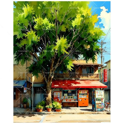 TAOPAOLAB Summer Street Paint by Numbers Kit for Adults - DIY Summer Day with Vending Machines and Storefront Painting on Canvas 16x20 Inch, Acrylic Paint Set for Beginners, Art for Home Decoration